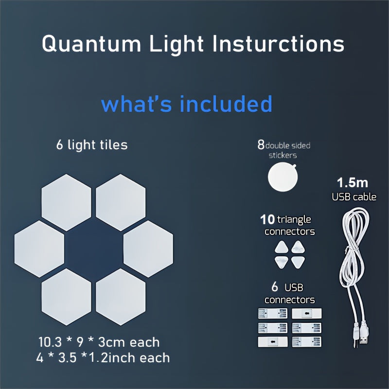 Hexagonal LED Wall Lights 6-Pack - Touch Control Modern Ambient Lighting