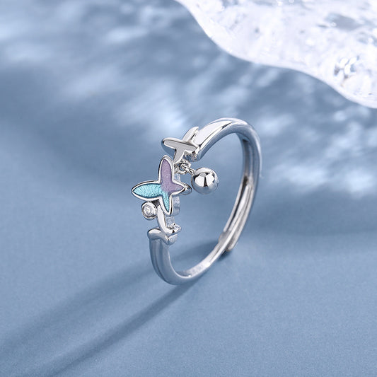 Butterfly Couple Ring Pair Ring Simple Valentine's Day Gift