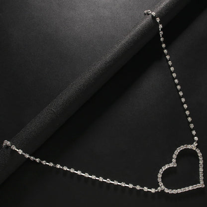 Simple Single Layer Heart-shaped Rhinestone Waist Chain Body Chains