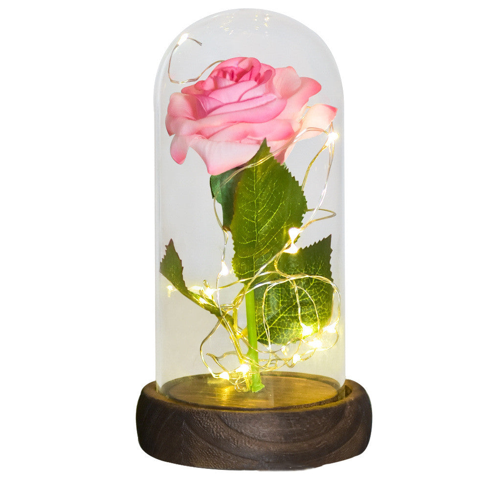 520 Valentine's Day Gift Eternal Life Emulational Rose Flower Glass Cover DIY