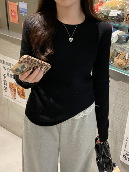 Round Neck Cashmere Sweater Women's Thick Retro