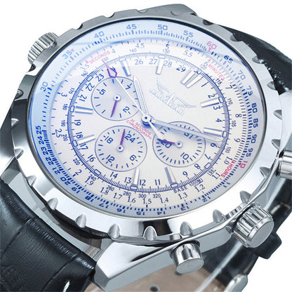 Casual Hollow Multi-function Large Dial Mechanical Watch