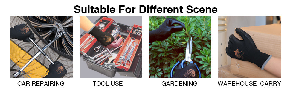 1/3 Pairs Ultra-Slim Grip Work Gloves - Superior Durable Nylon with Black Polyurethane Coating, Comfort Knit Wrist Cuff - Ideal for Daily Light Duty Tasks