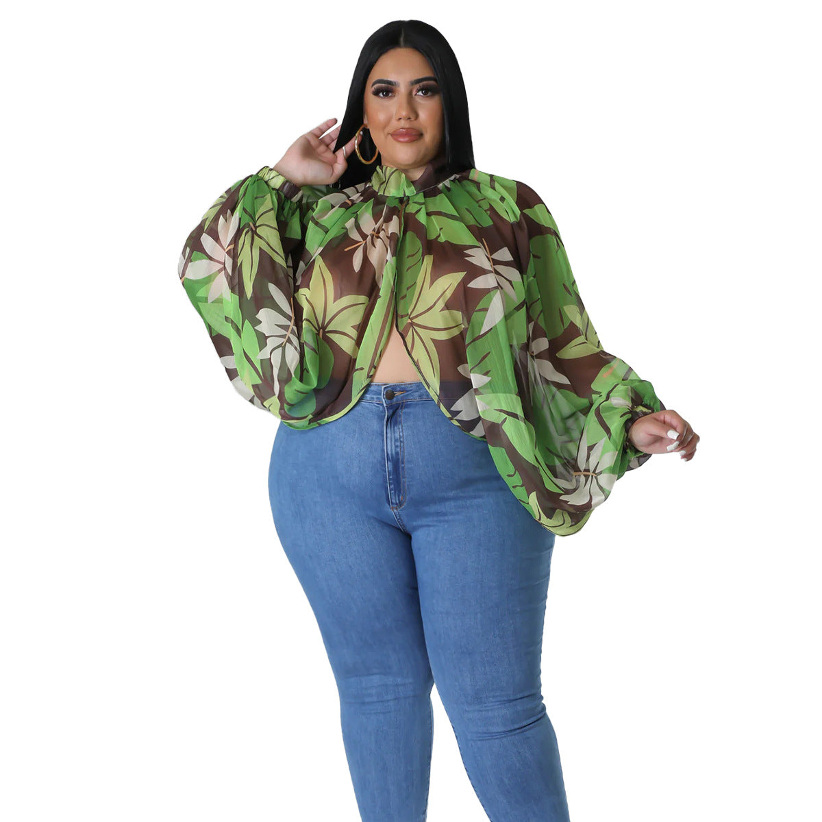 Women's Plus-Size Crew-Neck Chiffon Top With Tie-up Straps