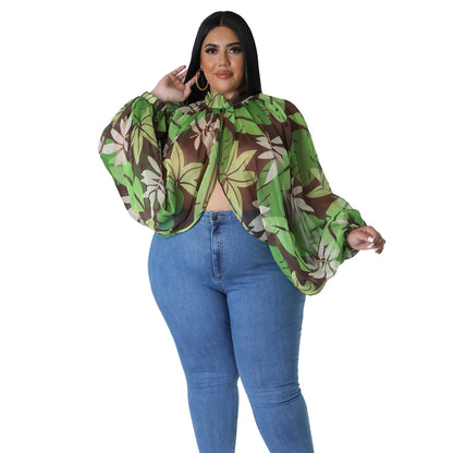 Women's Plus-Size Crew-Neck Chiffon Top With Tie-up Straps
