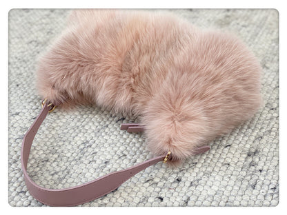 Fox Fur Stitching Women's Handbag Temperament Novel Zipper Design