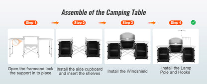 VEVOR Camping Kitchen Table Cabinet Folding Cooking Storage Rack X-Shaped Aluminum Alloy Bracket for BBQ Picnic Garden Table