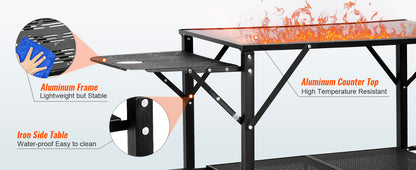 VEVOR Camping Kitchen Table One-piece Folding Portable Cook Station Aluminum Camping Folding Table for Outdoor Picnics BBQ