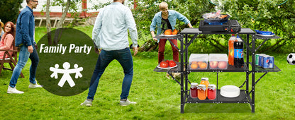 VEVOR Camping Kitchen Table One-piece Folding Portable Cook Station Aluminum Camping Folding Table for Outdoor Picnics BBQ