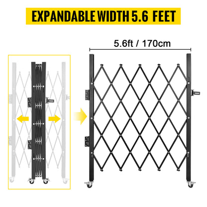 VEVOR Single Folding Security Gate 1.5-2m x 1.22-3.66m Folding Door Gate Steel Accordion Flexible Expanding Security Gate Black