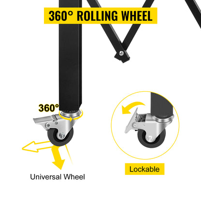 VEVOR Single Folding Security Gate 1.5-2m x 1.22-3.66m Folding Door Gate Steel Accordion Flexible Expanding Security Gate Black