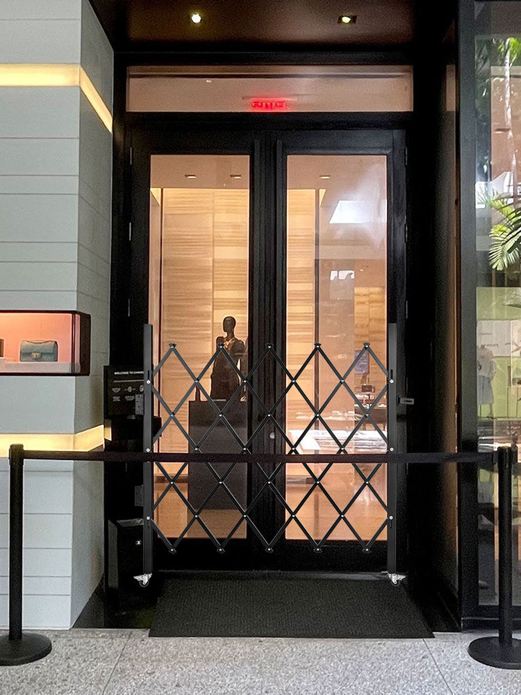 VEVOR Single Folding Security Gate 1.5-2m x 1.22-3.66m Folding Door Gate Steel Accordion Flexible Expanding Security Gate Black