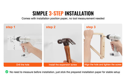 VEVOR Wall Mounted Folding Table Wooden Floating Desk with Iron Bracket Drop Leaf for Home Office Kitchen Bar Space-Saving