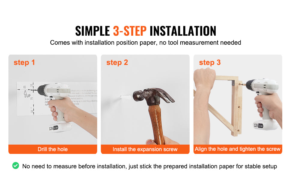 VEVOR Wall Mounted Folding Table Wooden Floating Desk with Iron Bracket Drop Leaf for Home Office Kitchen Bar Space-Saving