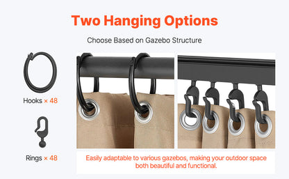 VEVOR Gazebo Curtains 4-Panel Sidewall Gazebo Privacy Curtains with Zippers Universal Sunshade Curtains Replacement for Patio