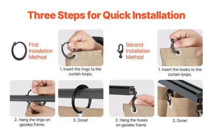 VEVOR Gazebo Curtains 4-Panel Sidewall Gazebo Privacy Curtains with Zippers Universal Sunshade Curtains Replacement for Patio