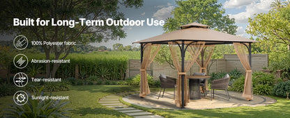 VEVOR Gazebo Netting Replacement Outdoor Garden Gazebo Ne 4-Panel Sidewall Mesh Gazebo Curtain with Double Zipper for Garden