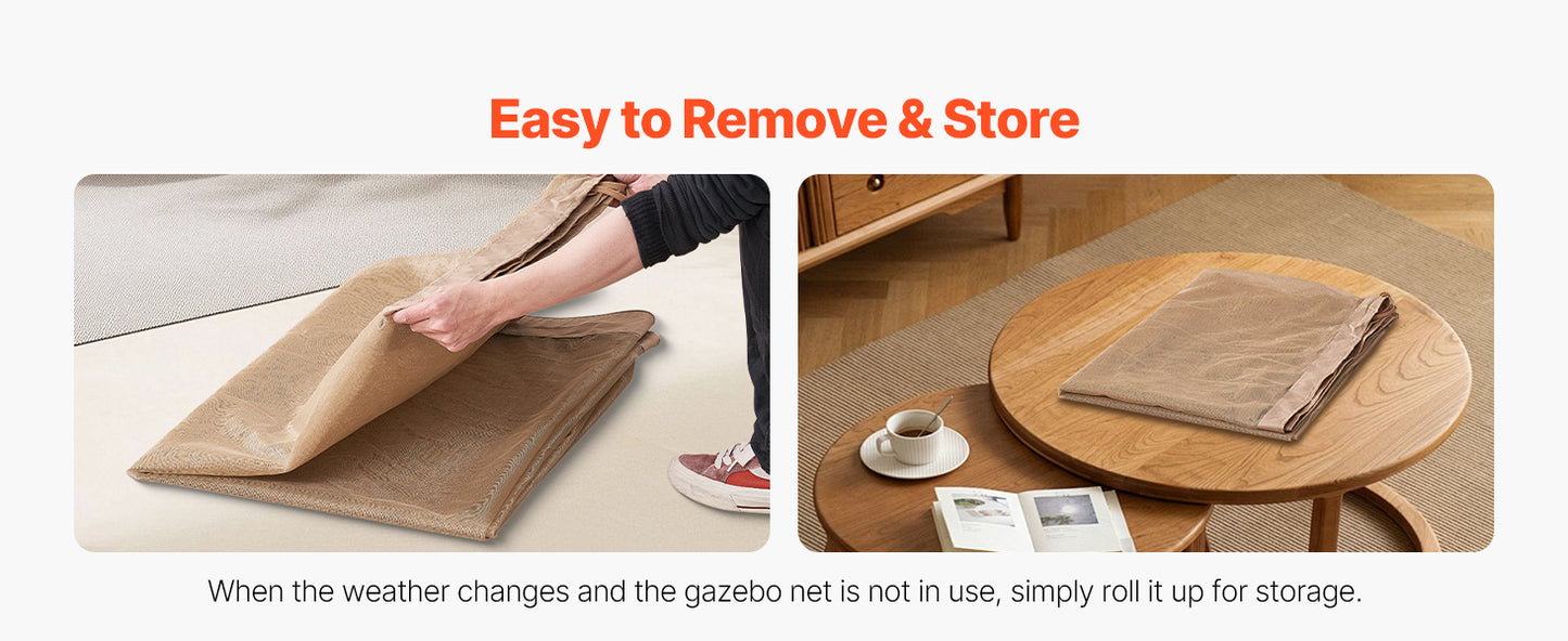 VEVOR Gazebo Netting Replacement Outdoor Garden Gazebo Ne 4-Panel Sidewall Mesh Gazebo Curtain with Double Zipper for Garden