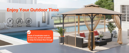 VEVOR Gazebo Netting Replacement Outdoor Garden Gazebo Ne 4-Panel Sidewall Mesh Gazebo Curtain with Double Zipper for Garden