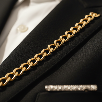 Men's Premium Tuxedo Blazer with Gold Chain Detail - Luxury Formal Jacket