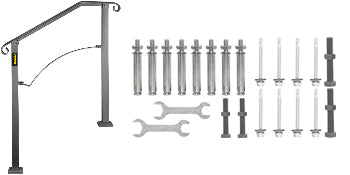 VEVOR Handrails for Outdoor Steps Fit 4 or 5 Steps Outdoor Stair Railing Arch#4 Wrought Iron Handrail Flexible Porch Railing