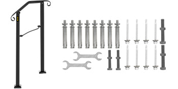 VEVOR Handrail Arch Railing White Fits 1 Or 5 Steps Stair Rail Wrought Iron Hand Rails With Installation Kit For Outdoor Steps