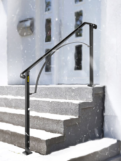 VEVOR Handrails for Outdoor Steps Fit 4 or 5 Steps Outdoor Stair Railing Arch#4 Wrought Iron Handrail Flexible Porch Railing