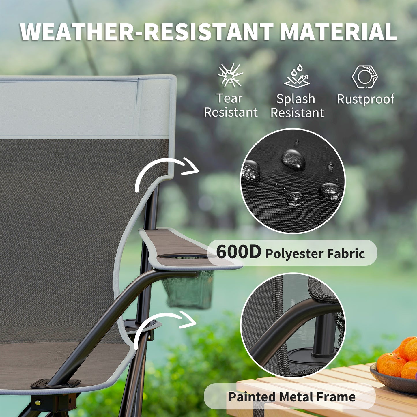 Outsunny 4 Piece Foldable Camping Table and Chairs Set, Grey