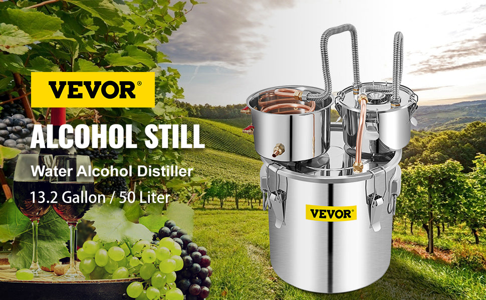 VEVOR 50L Alcohol Water Distiller Bottle DIY Moonshine Equipment Stainless Steel Brewing Machine for Whisky Wine Beer Dispenser