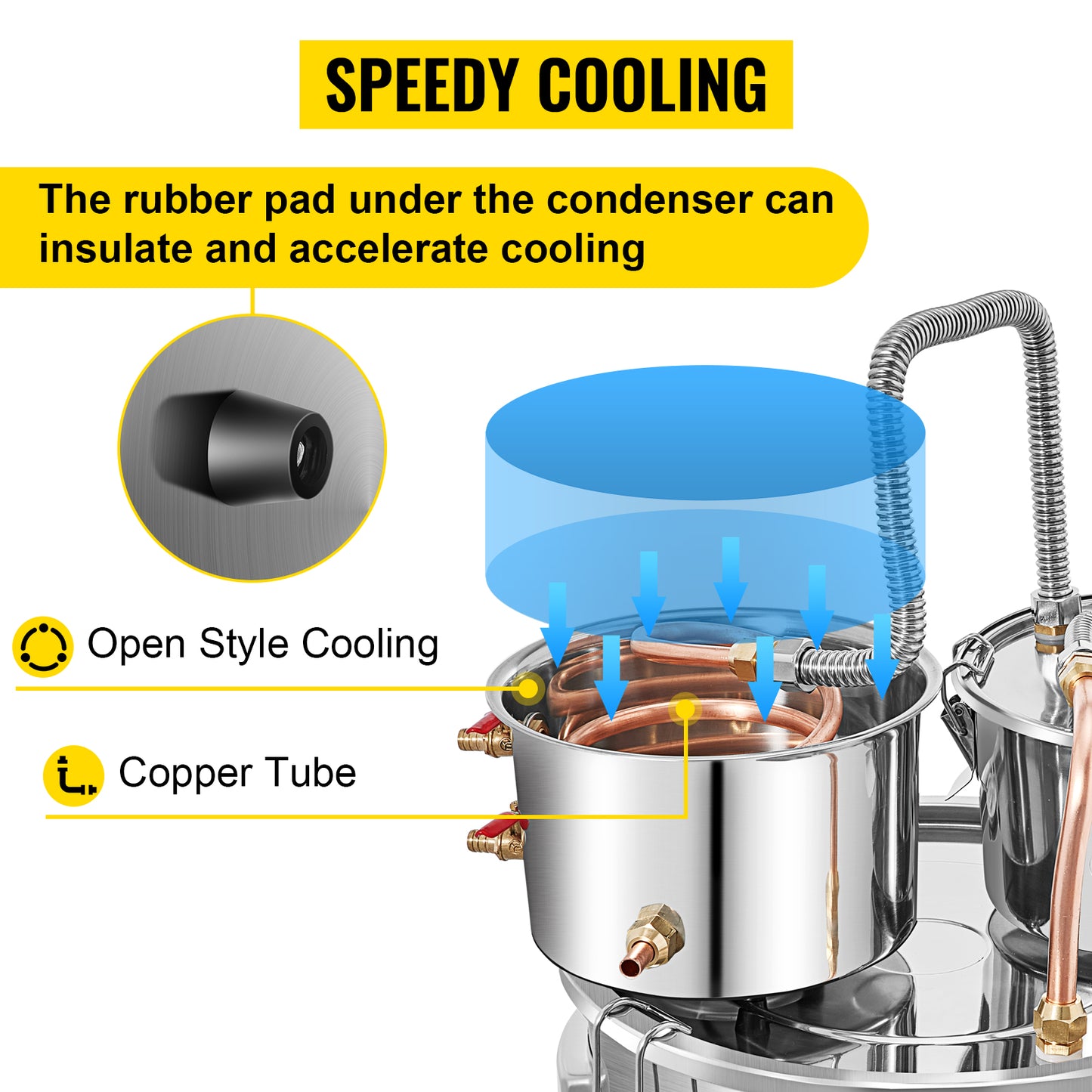 VEVOR 50L Alcohol Water Distiller Bottle DIY Moonshine Equipment Stainless Steel Brewing Machine for Whisky Wine Beer Dispenser