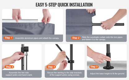 VEVOR Patio Awning Retractable Awning Sunshade Shelter with Manual Crank Handle Outdoor Canopy Sunsetter Deck for Balcony Yard