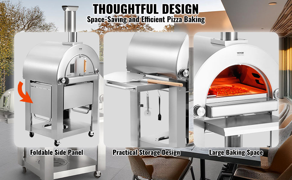 VEVOR Dual Fuel Pizza Oven for Outdoor Use 22" Pizza Oven Pellet & Gas Powered Outdoor Pizza Oven with Cordierite Pizza Stone