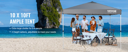 VEVOR Pop Up Canopy Tent 250D PU Silver Coated Tarp with Portable Roller Bag and 4 Sandbags Waterproof and Sun Shelter Gazebo