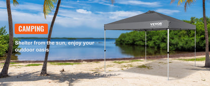 VEVOR Pop Up Canopy Tent 250D PU Silver Coated Tarp with Portable Roller Bag and 4 Sandbags Waterproof and Sun Shelter Gazebo