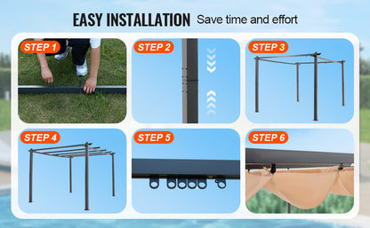 VEVOR Outdoor Retractable Pergola with Canopy Aluminum Pergola with Canopy Modern Pergola with Sun Shade Canopy for Patios