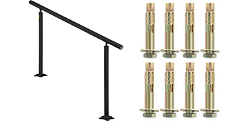 VEVOR Handrail for Outdoor Steps Aluminum Stair Handrail Fit 0-5 Steps w/ Installation Kit Building & Hardware Home Improvement