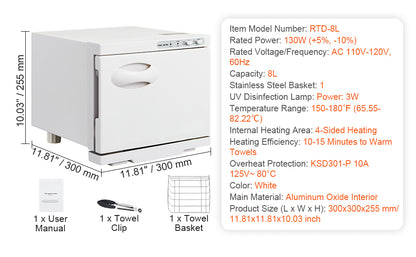 SucceBuy Hot Towel Warmer 8/23L Large Capacity with See Through Window 2-in-1 Quick All-round Heating Facials SPA Massage Salon