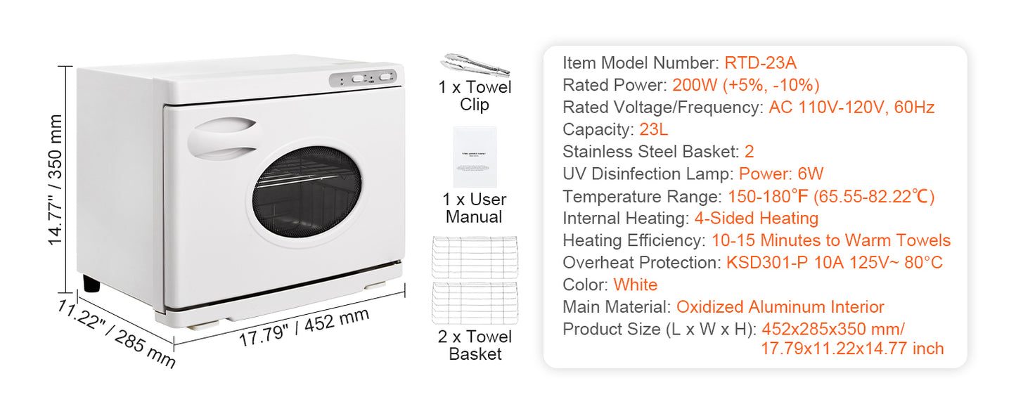 SucceBuy Hot Towel Warmer 8/23L Large Capacity with See Through Window 2-in-1 Quick All-round Heating Facials SPA Massage Salon