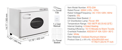SucceBuy Hot Towel Warmer 8/23L Large Capacity with See Through Window 2-in-1 Quick All-round Heating Facials SPA Massage Salon
