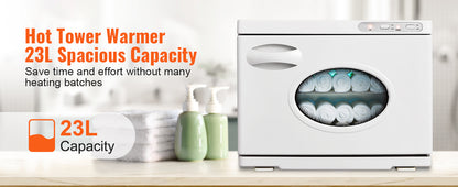 SucceBuy Hot Towel Warmer 8/23L Large Capacity with See Through Window 2-in-1 Quick All-round Heating Facials SPA Massage Salon